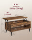 VASAGLE Lift Top Coffee Table with Hidden Storage – Rustic Brown