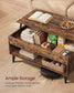 VASAGLE Lift Top Coffee Table with Hidden Storage – Rustic Brown