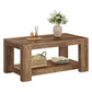 VASAGLE Honey Brown Two Tier Coffee Table with Clean Lines