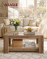 VASAGLE Honey Brown Two Tier Coffee Table with Clean Lines