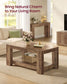VASAGLE Honey Brown Two Tier Coffee Table with Clean Lines