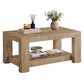 VASAGLE Rustic 2-Tier Coffee Table with Open Storage Shelf, Modern Wood Living Room Table – Pumice