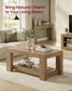 VASAGLE Rustic 2-Tier Coffee Table with Open Storage Shelf, Modern Wood Living Room Table – Pumice