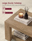 VASAGLE Rustic 2-Tier Coffee Table with Open Storage Shelf, Modern Wood Living Room Table – Pumice