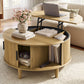 VASAGLE Mid Century Lift Top Table with Tambour Door Natural Brown