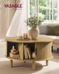 VASAGLE Mid Century Lift Top Table with Tambour Door Natural Brown