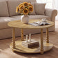VASAGLE Mariel Two Tier Storage Table with Solid Wood Legs Natural Brown