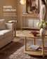 VASAGLE Mariel Two Tier Storage Table with Solid Wood Legs Natural Brown