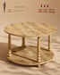 VASAGLE Mariel Two Tier Storage Table with Solid Wood Legs Natural Brown
