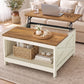VASAGLE Lift Top Coffee Table – Rustic White and Honey Brown