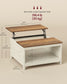 VASAGLE Lift Top Coffee Table – Rustic White and Honey Brown