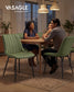 VASAGLE Dining Chairs, Upholstered Kitchen Chairs, Set of 2, Forest Green and Ink Black