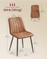 VASAGLE Dining Chairs, Upholstered Kitchen Chairs, Set of 6, Caramel Brown and Ink Black