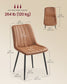 VASAGLE Dining Chairs, Upholstered Kitchen Chairs, Set of 2, Caramel Brown and Ink Black
