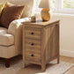 VASAGLE Farmhouse Side Table with Three Drawers Honey Brown – Warm Brown