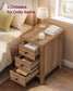 VASAGLE Farmhouse Side Table with Three Drawers Honey Brown – Warm Brown