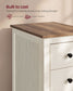 VASAGLE Farmhouse Side Table with 3 Drawers Rustic White Honey Brown – Cloud White and Warm Brown