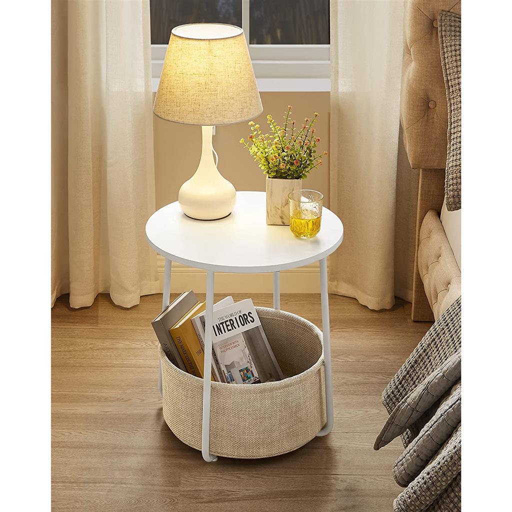 VASAGLE Modern Nightstand with Fabric Basket FredCo