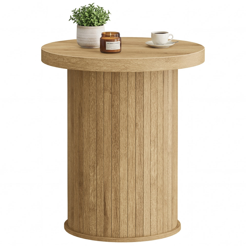 VASAGLE Round Side Table – Natural Brown