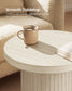 VASAGLE Round Side Table – Travertine Beige