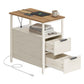 VASAGLE Side End Table with Charging Station – Honey Brown, Rustic White