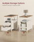 VASAGLE Side End Table with Charging Station – Honey Brown, Rustic White