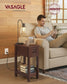VASAGLE Farmhouse End Table with Storage Drawer, Saddle Brown