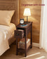 VASAGLE Farmhouse End Table with Storage Drawer, Saddle Brown