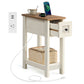 VASAGLE Farmhouse End Table with Storage Drawer, Honey Brown and Rustic White – Honey Brown, Rustic White