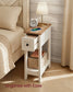 VASAGLE Farmhouse End Table with Storage Drawer, Honey Brown and Rustic White – Honey Brown, Rustic White