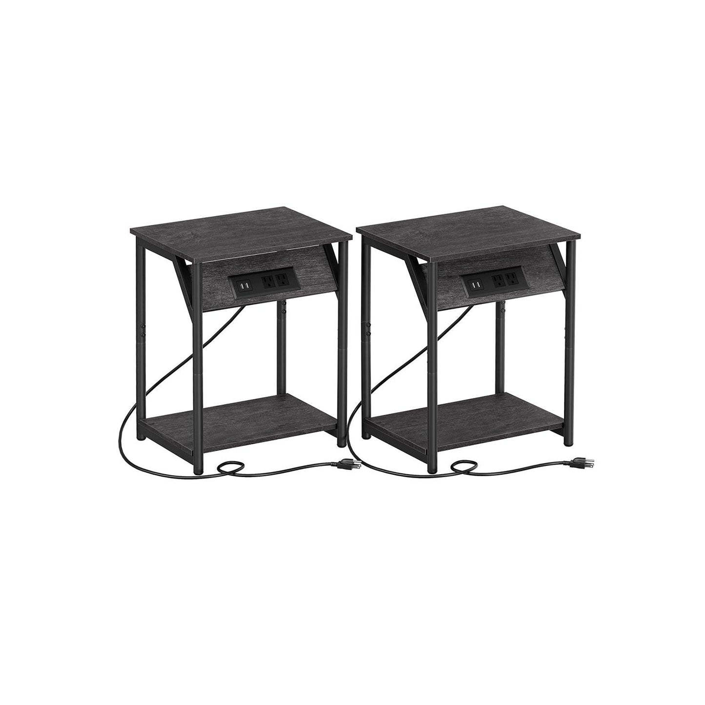 Set of 2 End Table Gray and Black FredCo