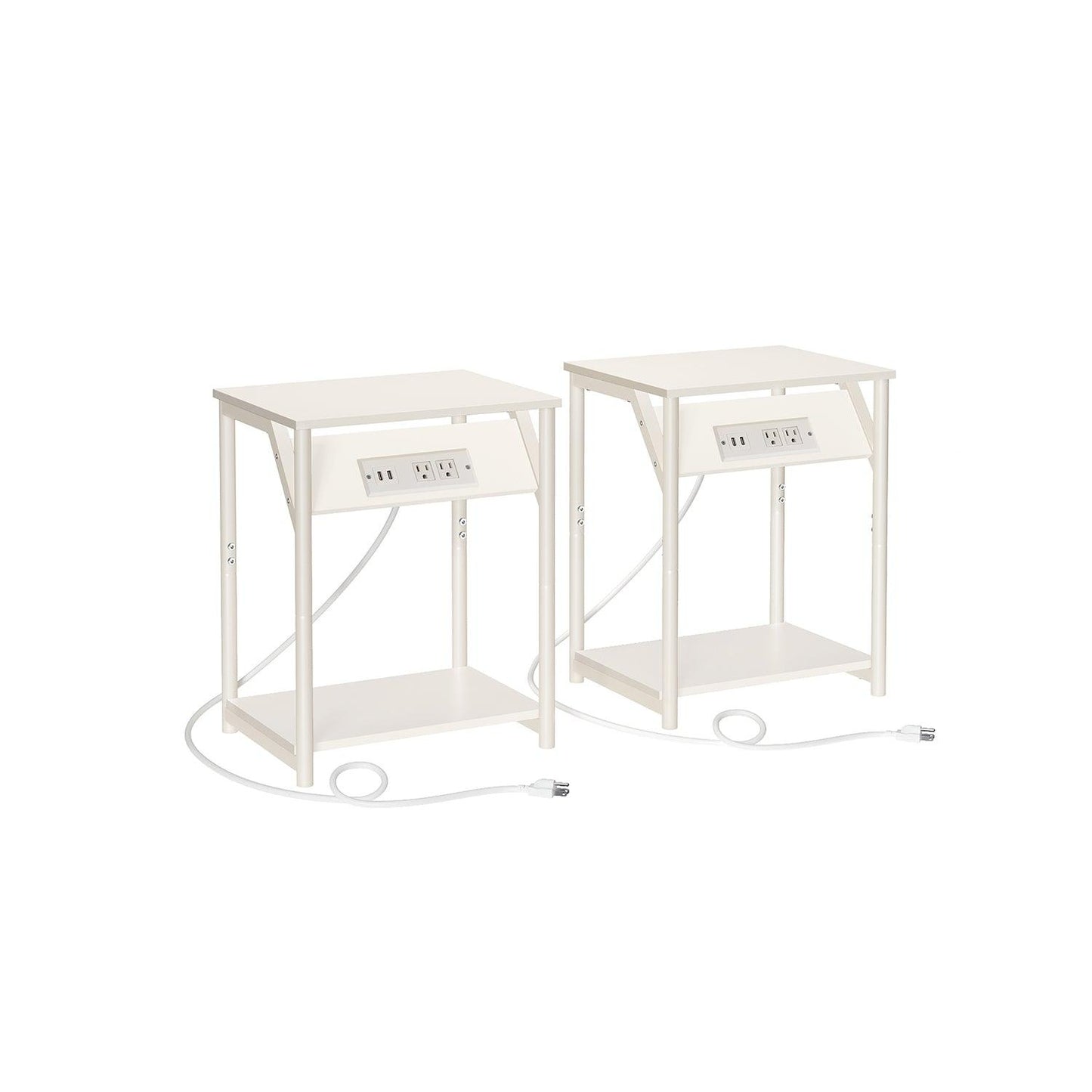 Set of 2 End Table White FredCo
