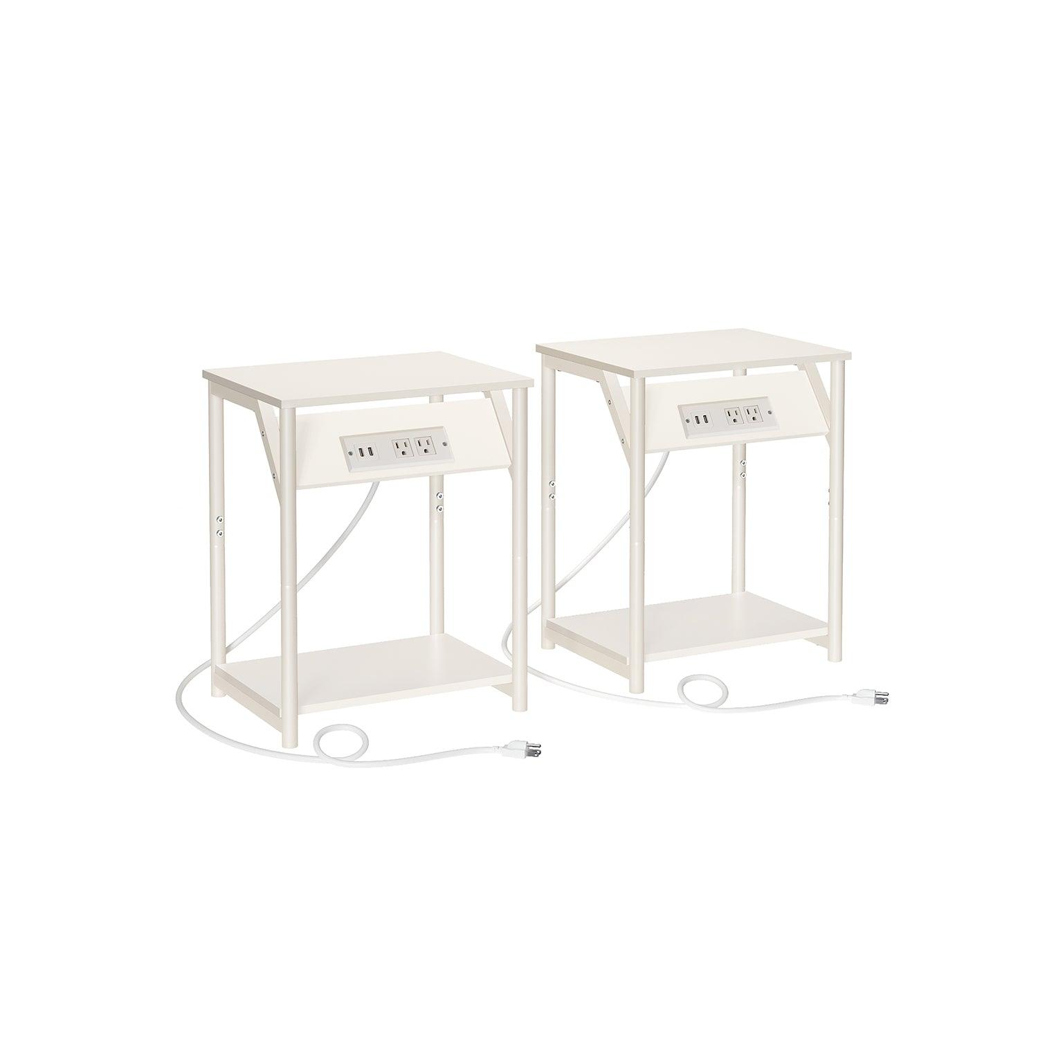 Set of 2 End Table White FredCo