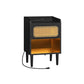 BOHOVEN Collection - Nightstand with Charging Station Rattan-Like Ebony Black