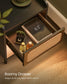 BOHOVEN Collection - Nightstand with Charging Station Rattan-Like Ebony Black