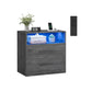 VASAGLE Custos Nightstand with Charging Station, LED Lights – Misty Gray