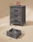 VASAGLE Farmhouse Nightstand with Charging Station, 3 Drawers Bedside Table – Misty Gray