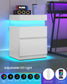 VASAGLE Kailyn Nightstand with Power Outlets, Sliding Lid | ULET650WB01S