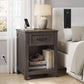 VASAGLE Farmhouse Nightstand with Charging Station, Drawer Bedside Table – Taupe Brown