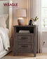 VASAGLE Farmhouse Nightstand with Charging Station, 2 Drawers Bedside Table – Taupe Brown