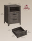 VASAGLE Farmhouse Nightstand with Charging Station, 2 Drawers Bedside Table – Taupe Brown