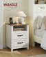 VASAGLE Liry Farmhouse Nightstand with Charging Station – Rustic White, Honey Brown – 15.7"D x 17.7"W x 23.6"H