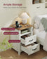 VASAGLE Liry Farmhouse Nightstand with Charging Station – Rustic White, Honey Brown – 15.7"D x 17.7"W x 23.6"H