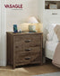 VASAGLE Liry Farmhouse Nightstand with Charging Station – Taupe Brown