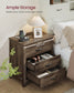 VASAGLE Liry Farmhouse Nightstand with Charging Station – Taupe Brown