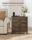 VASAGLE Liry Farmhouse Nightstand with Charging Station – Taupe Brown