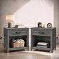 VASAGLE 23.6 Inch Farmhouse Nightstands Set 2, Charging Station – Misty Gray