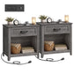 VASAGLE 23.6 Inch Farmhouse Nightstands Set 2, Charging Station – Misty Gray
