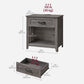 VASAGLE 23.6 Inch Farmhouse Nightstands Set 2, Charging Station – Misty Gray