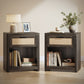 VASAGLE Ellan Boho Nightstand with Drawer and Open Shelf – Taupe Brown